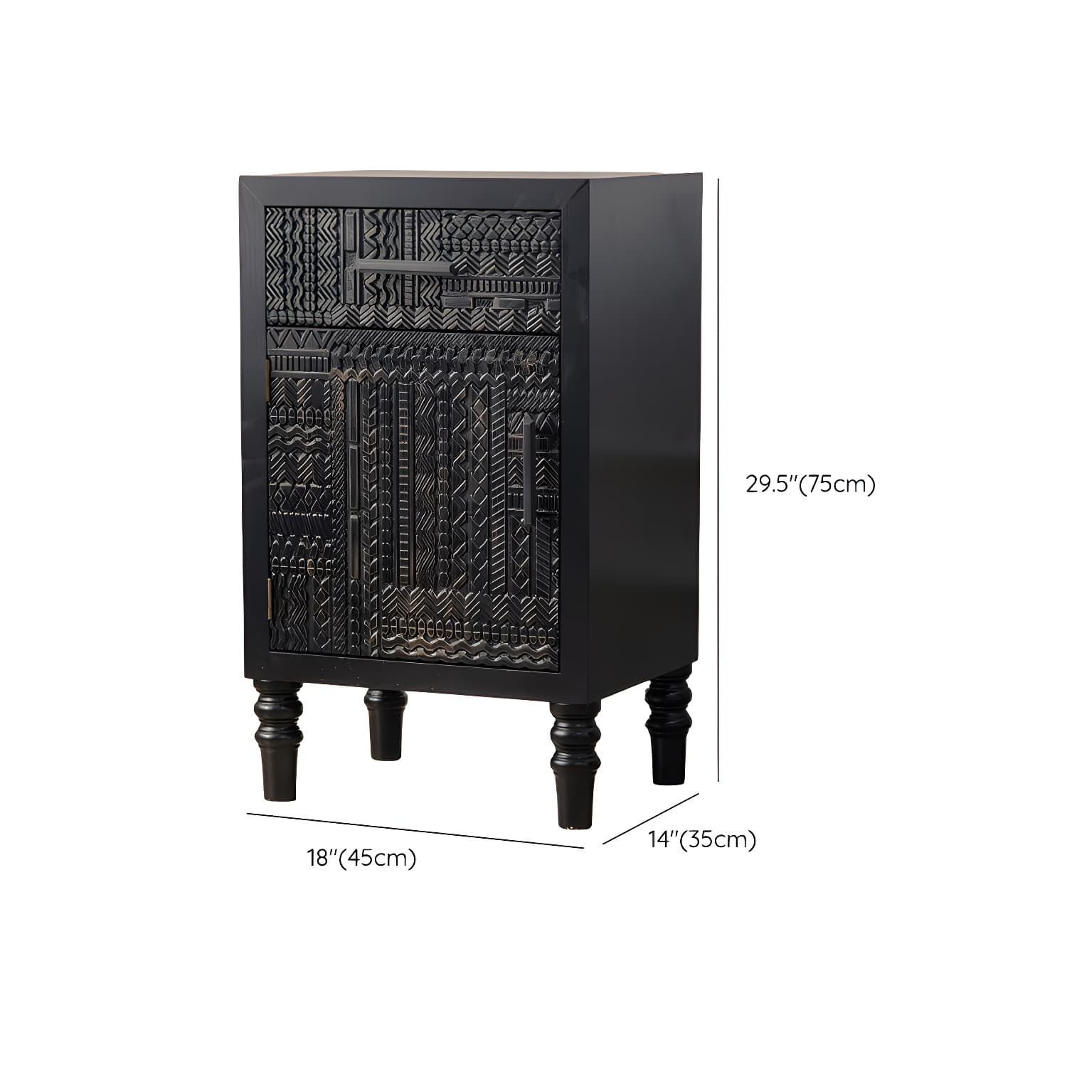 Modern Black Wood Console Cabinet with Cubby Storage and Wood Scoring & Rub Through Detailings - image 13