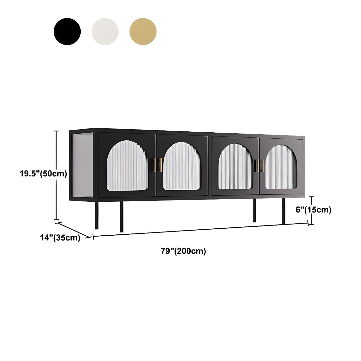 Industrial 4 Doors TV Media Stand Metal and Glass TV Console - image 12