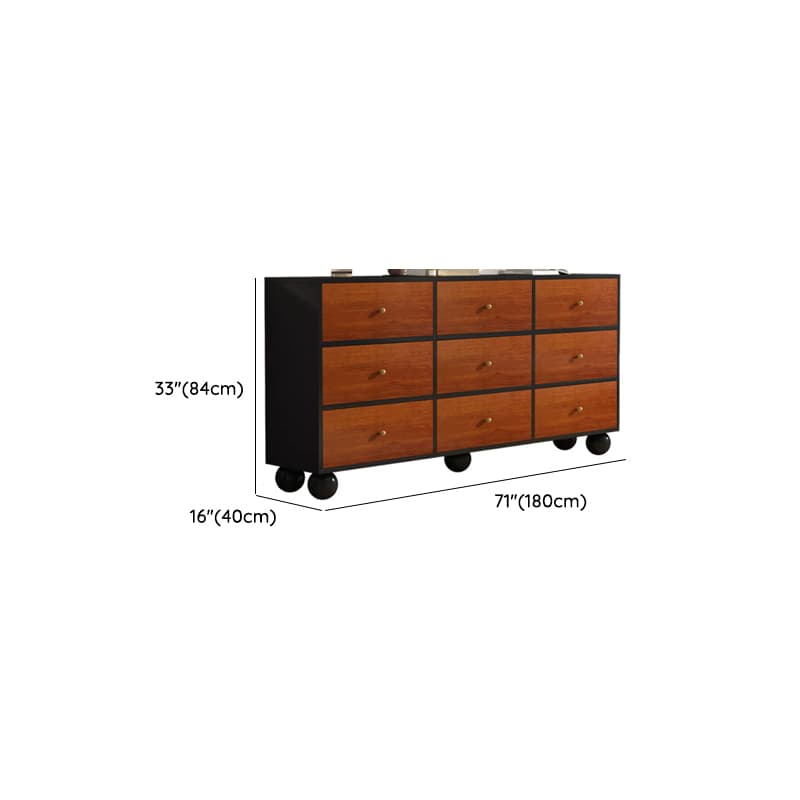 Cocoa Simple Manufactured Wood Console Dresser with 6 or 9 Drawers in Horizontal or Vertical Orientation - image 18