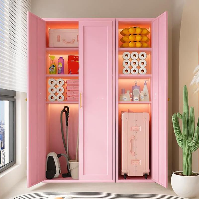 Modern Metal Rectangular Lacquered Accent Cabinet with Adjustable Shelves and No Drawers - image 9