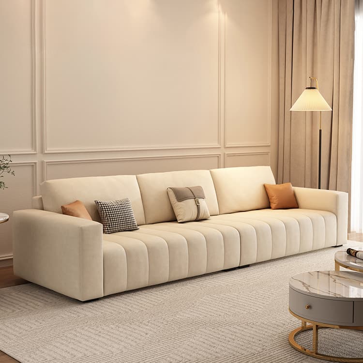 Modern Beige Sectional Sofa in Anti Cat Scratch Fabric with Square Arm - image 3