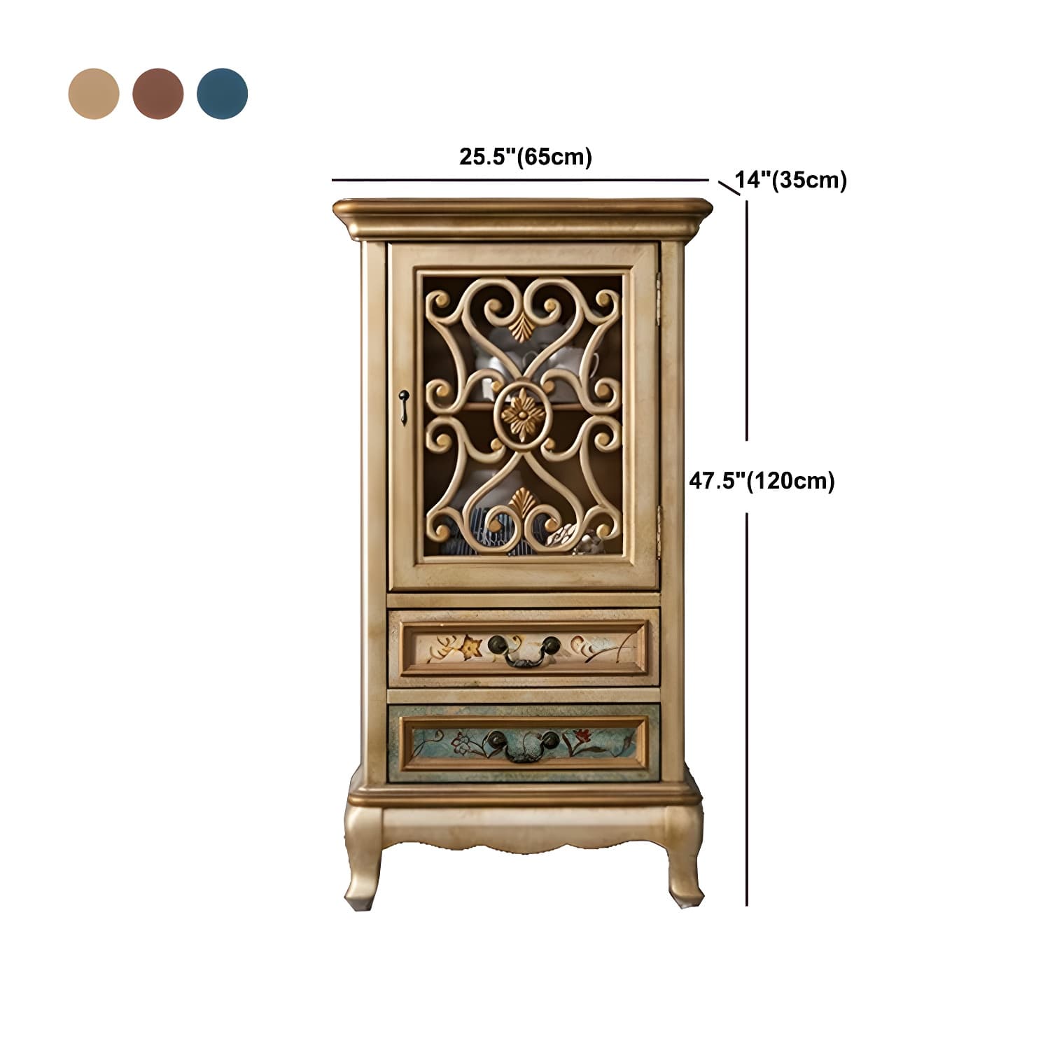 47.24"/61.02" Tall 1- Door Wooden Cabinet, Rectangle Accent Cabinet with Drawers - image 14