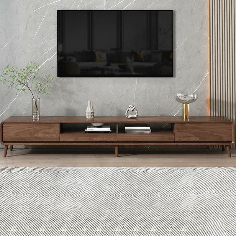4-Drawer Modern Wood TV Stand with Open Storage and Cable Management
