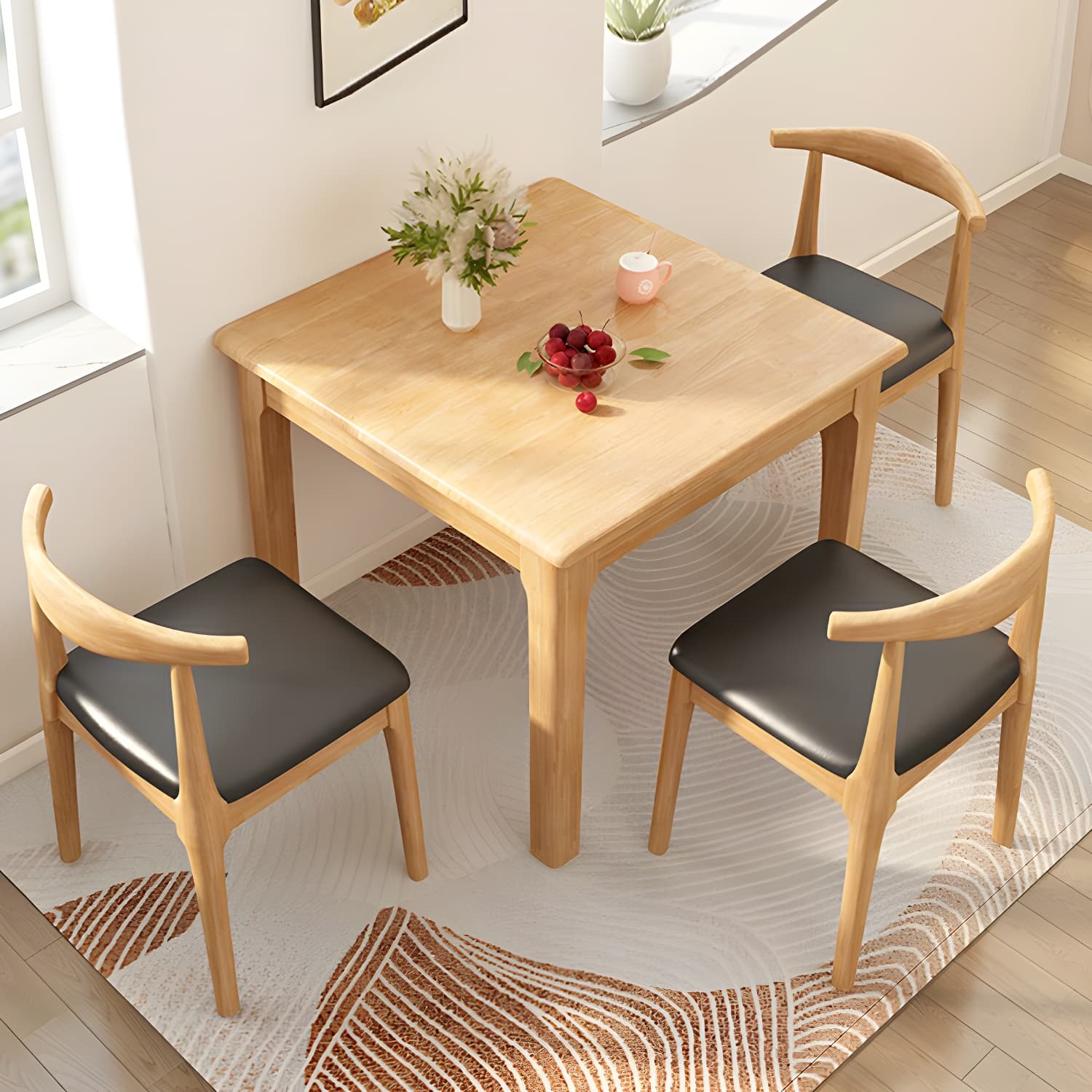 Squared Wood Kitchen & Dining Table with Legs Standard Height