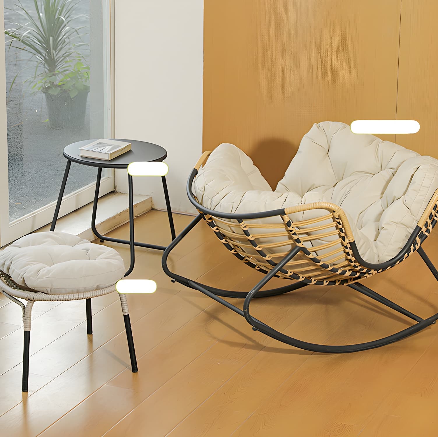 Modern Metal Upholstered Rocking Chair with Removable Back Cushion - Perfect Addition to Your Porch - image 9