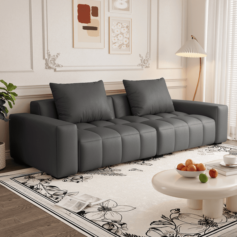 Contemporary Solid Color Tear Resistant Standard Sofa in Light Gray/Light Green/Ivory with Seating Capacity for 4/5 and 2 Pillows - image 3