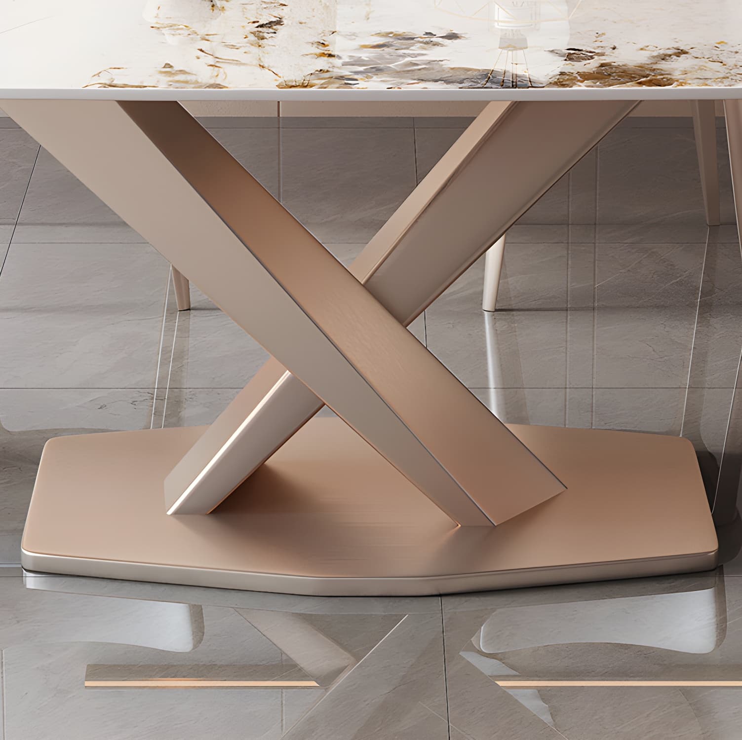 Modern Sintered Stone Top Dining Set Rectangle 1/2/5/7 Pieces Dinette Table Set in Gold - image 9