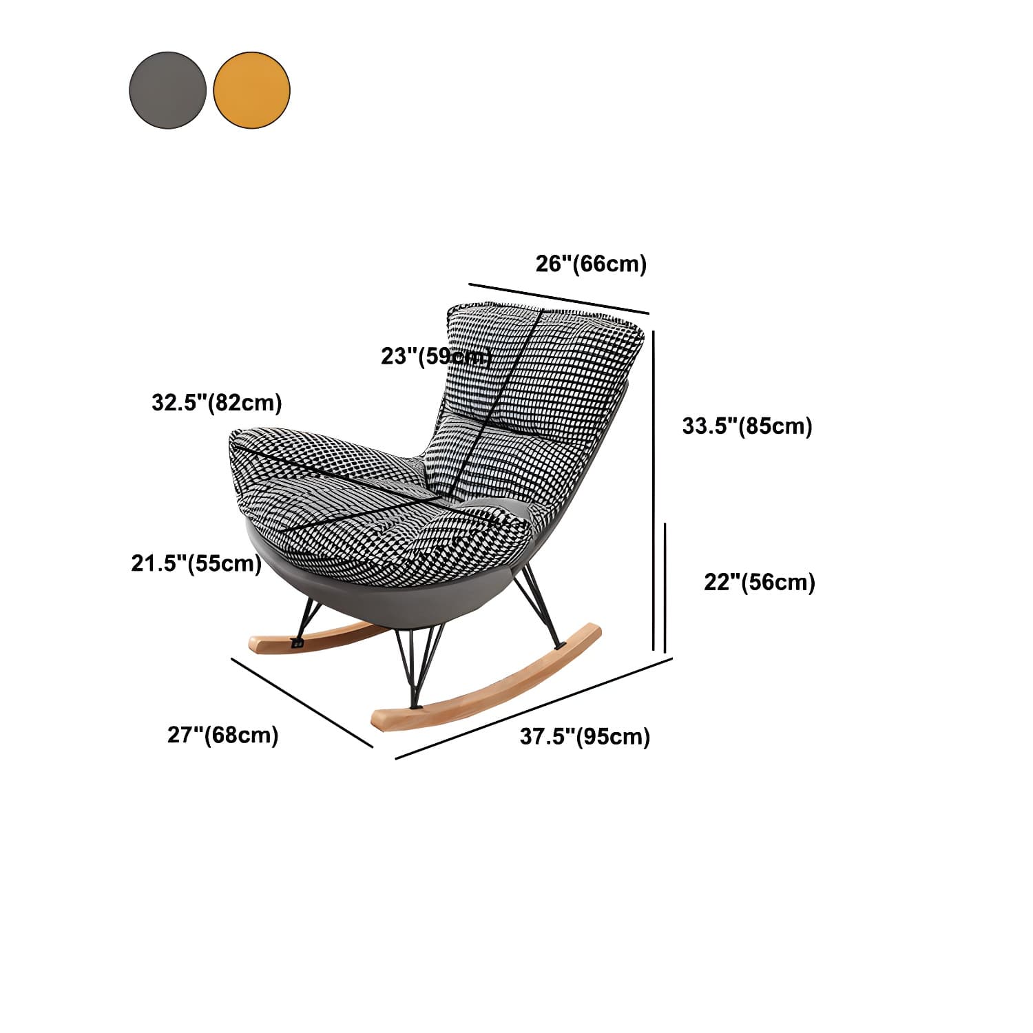 Contemporary Rocking Chair Solid Wood Rocker Chair with Seat Cushion - image 19