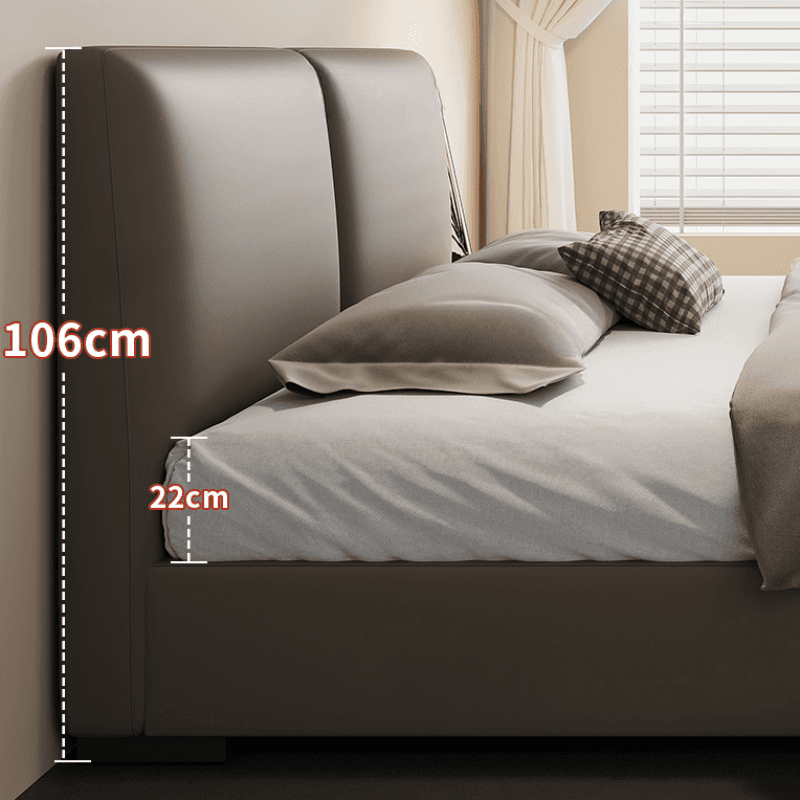 Grey Solid Color Storage Included Panel Bed for Bedroom