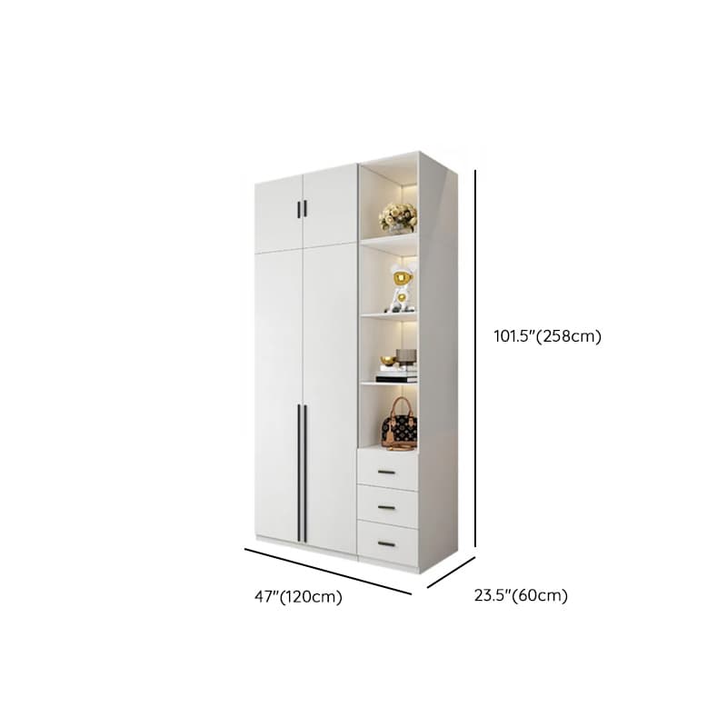 White Lumber Detached Wardrobe Closet with Soft Close Drawer, Door, Interior Shelves, and Clothing Rod - image 51