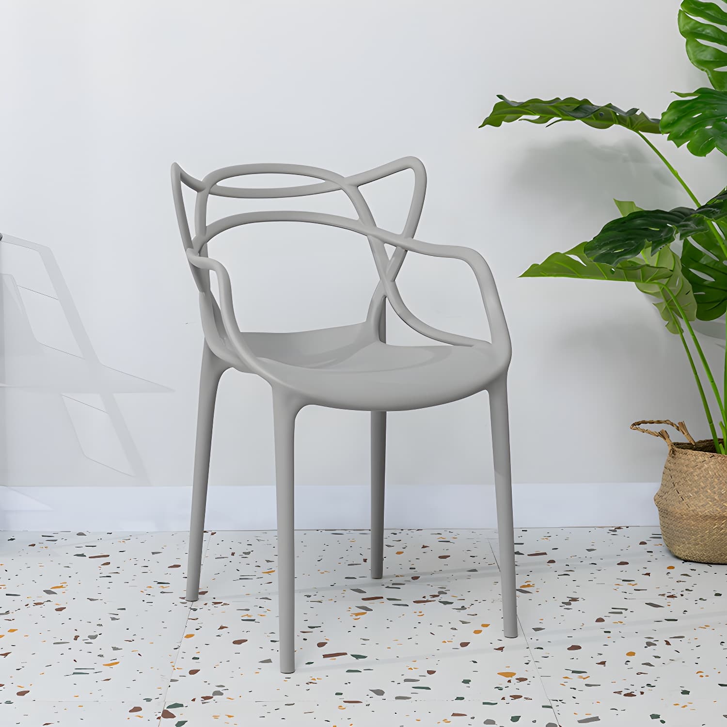 Open Back Dining Arm Chair Modern Indoor-Outdoor Plastic Chair - image 18