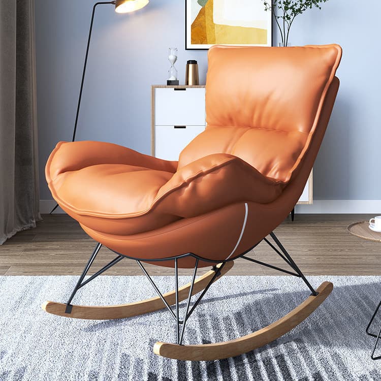 Modern Water Proof Cerulean/Dove Grey/Olive Green Upholstered Living Room Rocking Chair with Upholstered Footstool - image 11