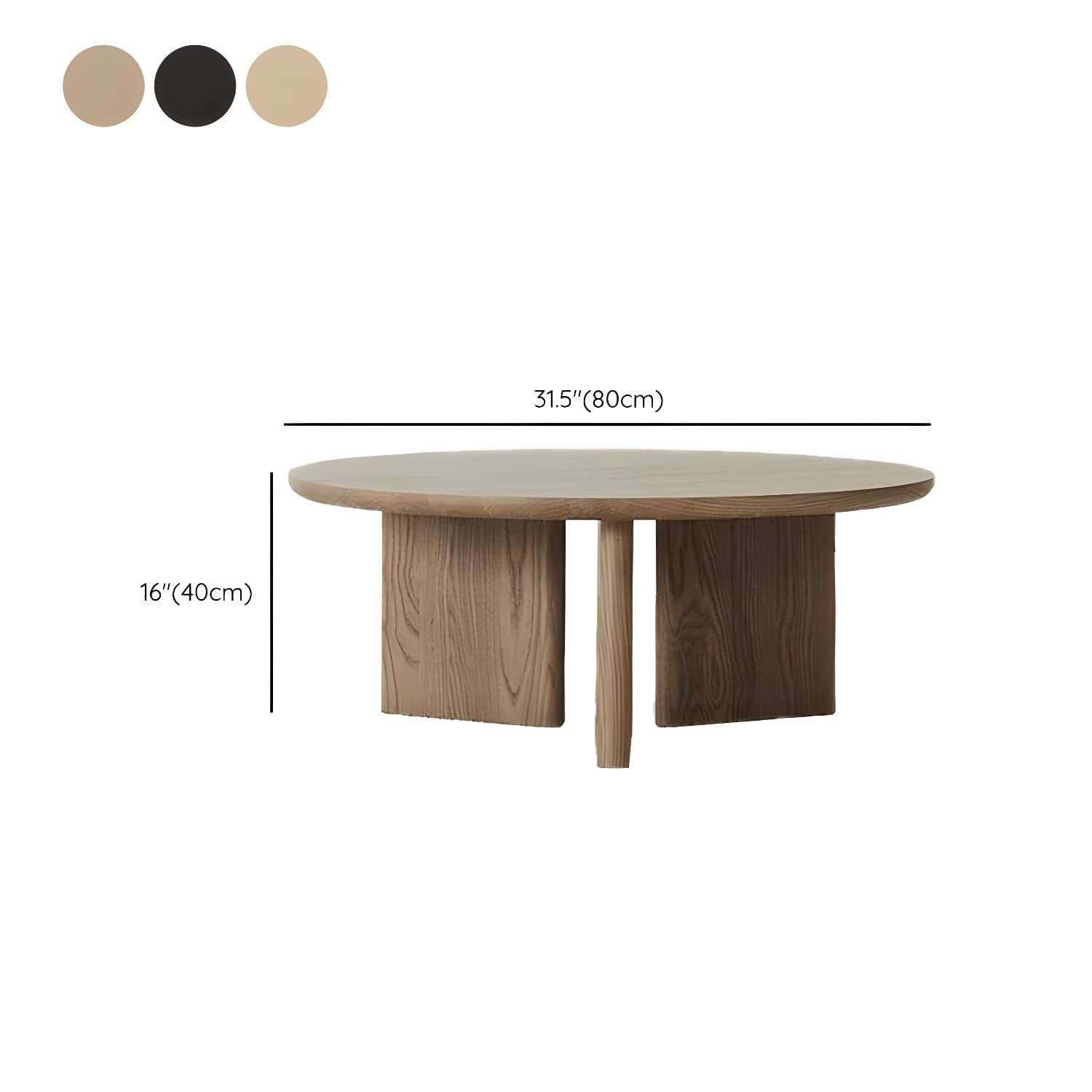 Scandinavian Round Wood Coffee Table with Three-Leg Base and Standard Height - image 8