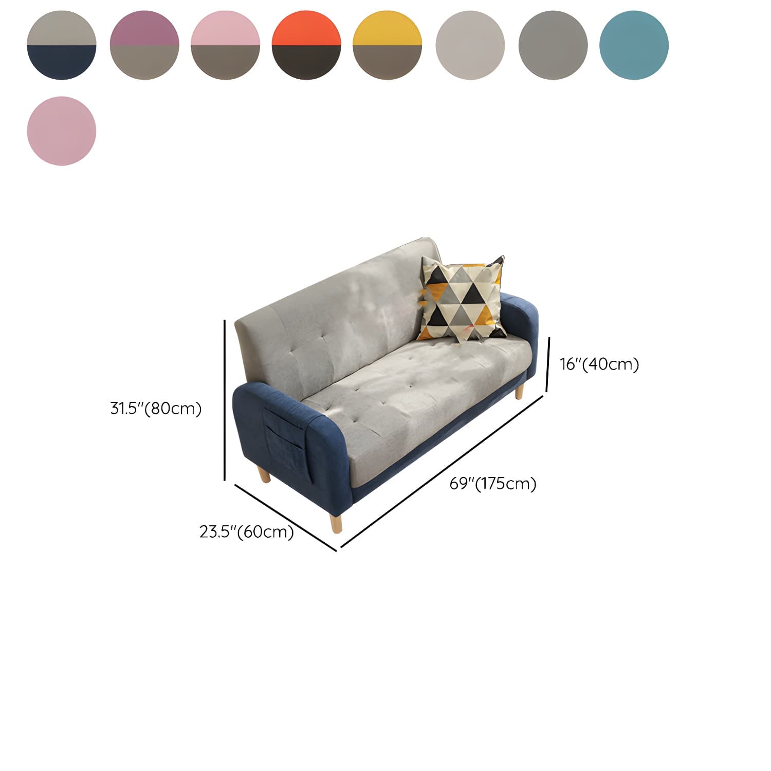 Tufted Fabric Sofa with Four Wooden Legs Square Tufted Sofa for Bonus Room - image 30