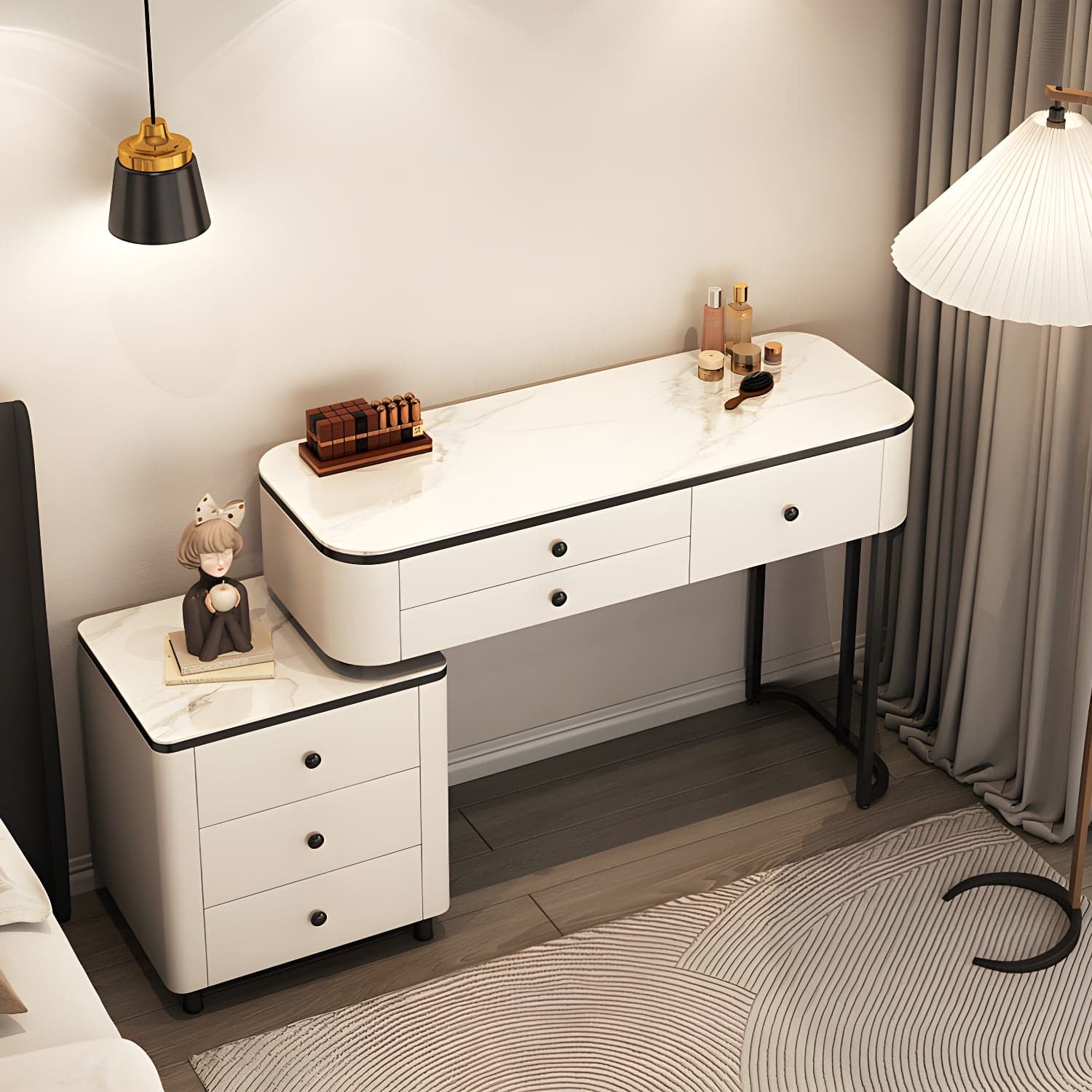 Contemporary Stone Vanity Desk Removable Vanity Dressing Table - image 3