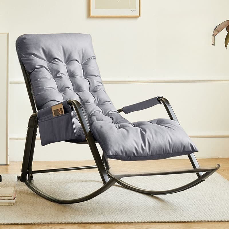 Chic Upholstered Indoor Rocking Chair with Modern Black Metal Legs - image 14