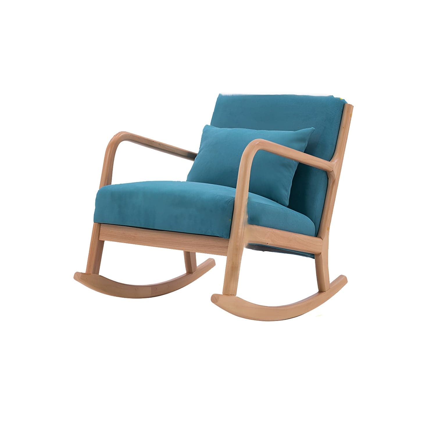 Mid-Century Modern Rocking Accent Chair with Solid Wood Frame and a Pillow - image 4