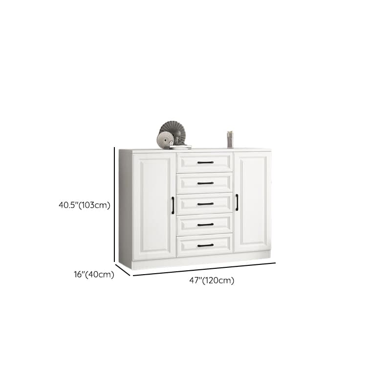 Modern Standalone Timber Utility Cabinet with Storage Drawer and Pull Bars in White - image 10
