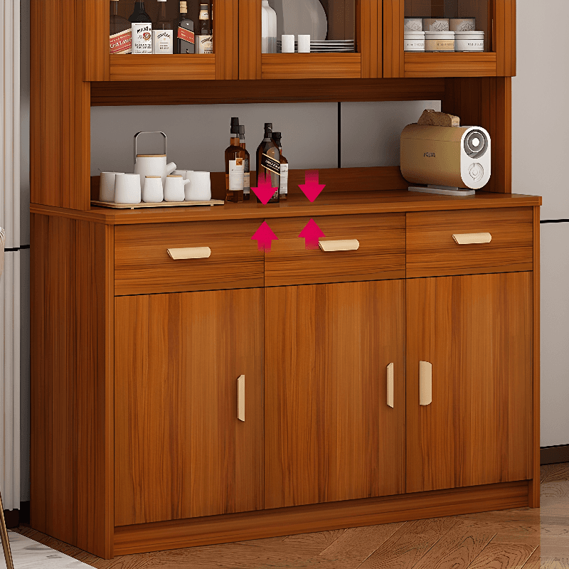 Modern Glass Doors Freestanding Wood Countertop Sideboard with Kitchen Appliance Storage - image 14