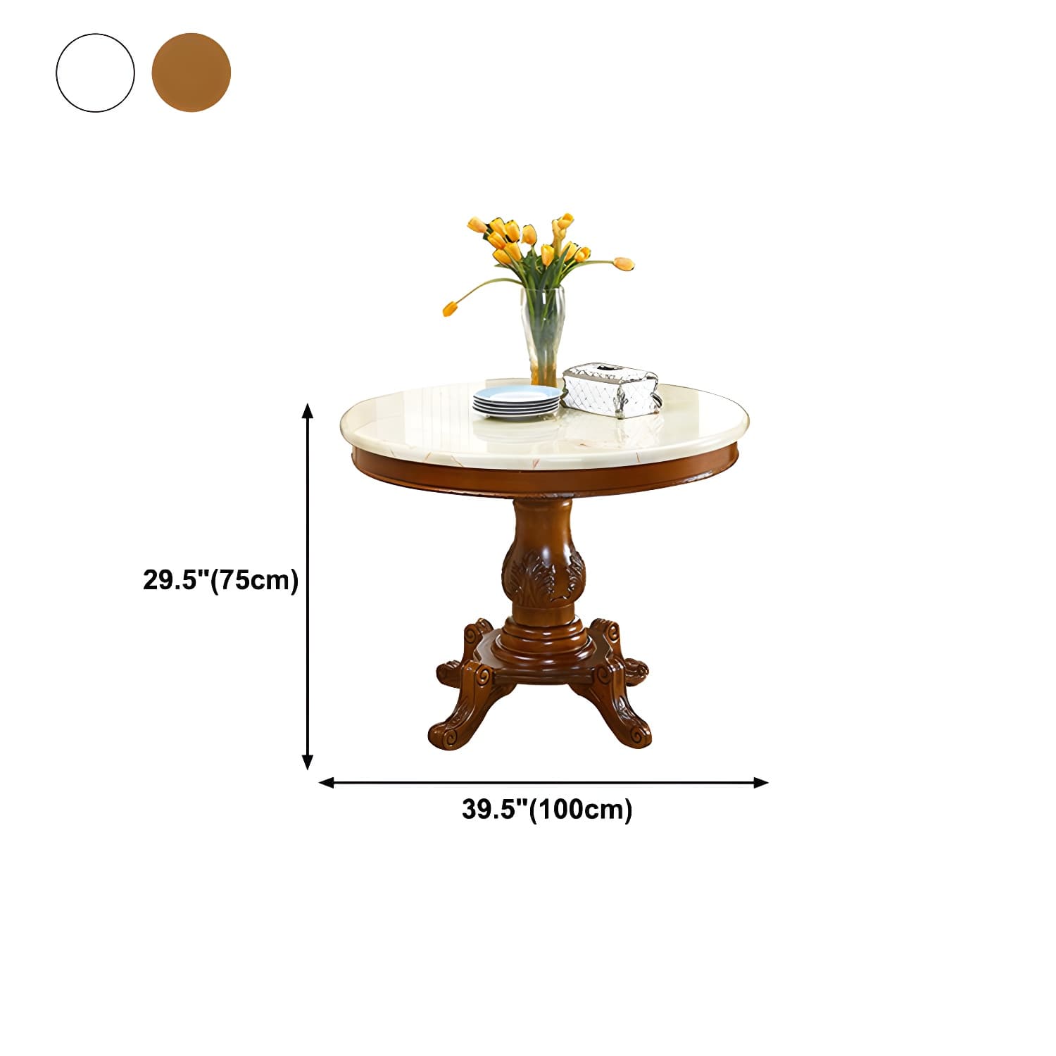 Round 4 Legs Victorian Style Dining Table Sintered Stone Fixed Table for Kitchen - image 13