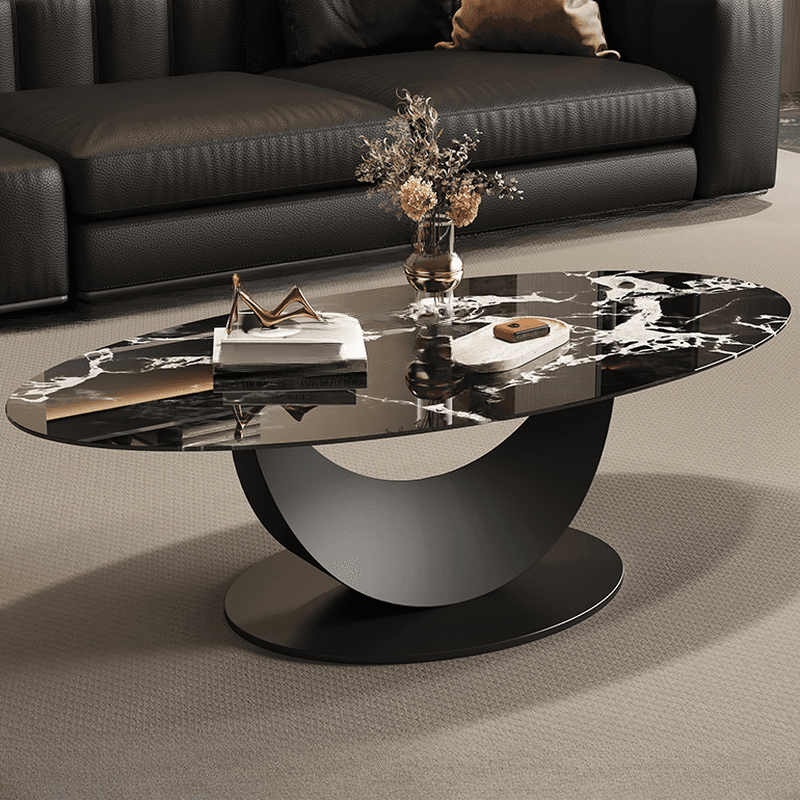 Casual Oblong Tempered Glass Accent Table with Plinth Base, Double Nesting/Single Set