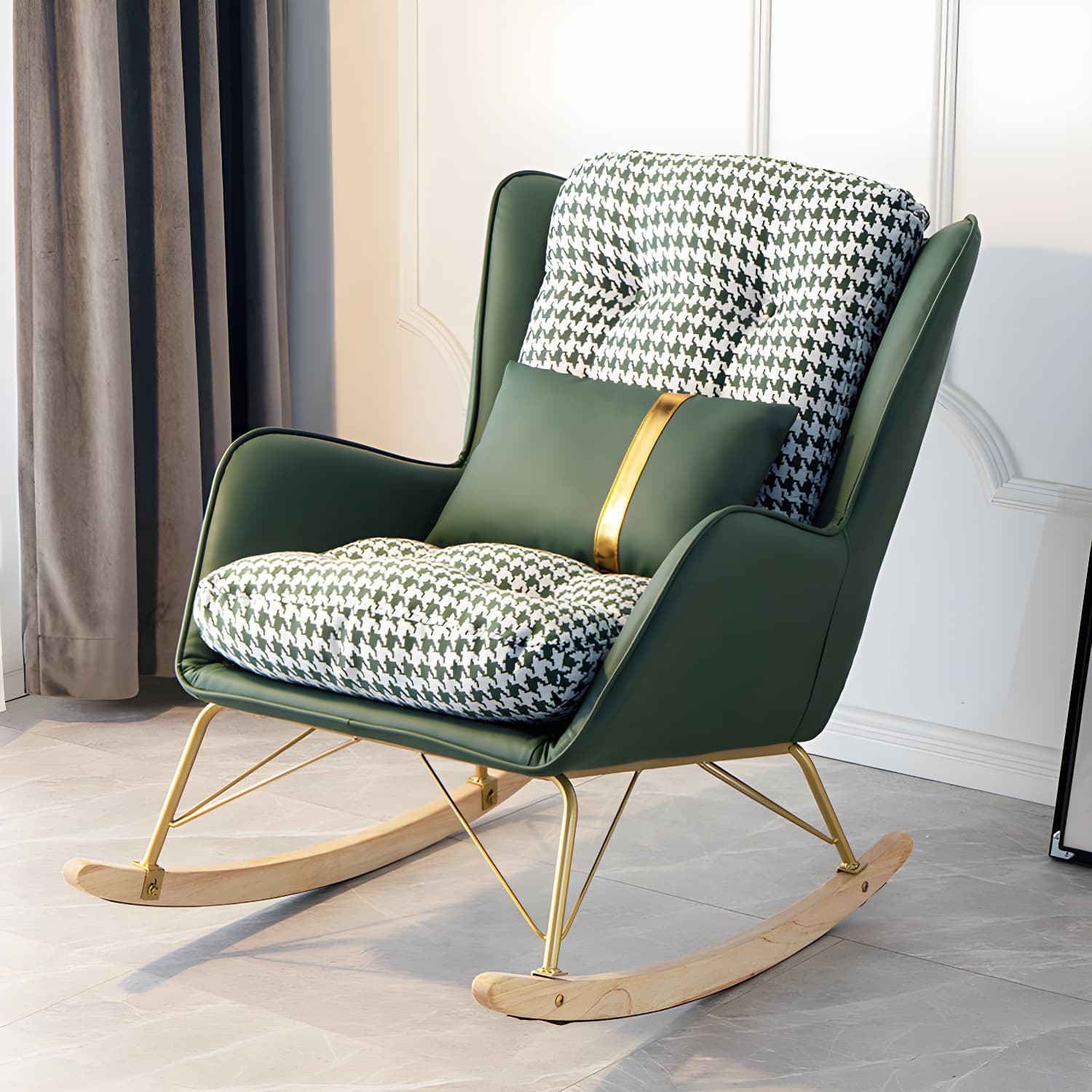 Modern Upholstered Rocker Chair Metal Frame Friction Resistant Rocker Chair for Home - image 16