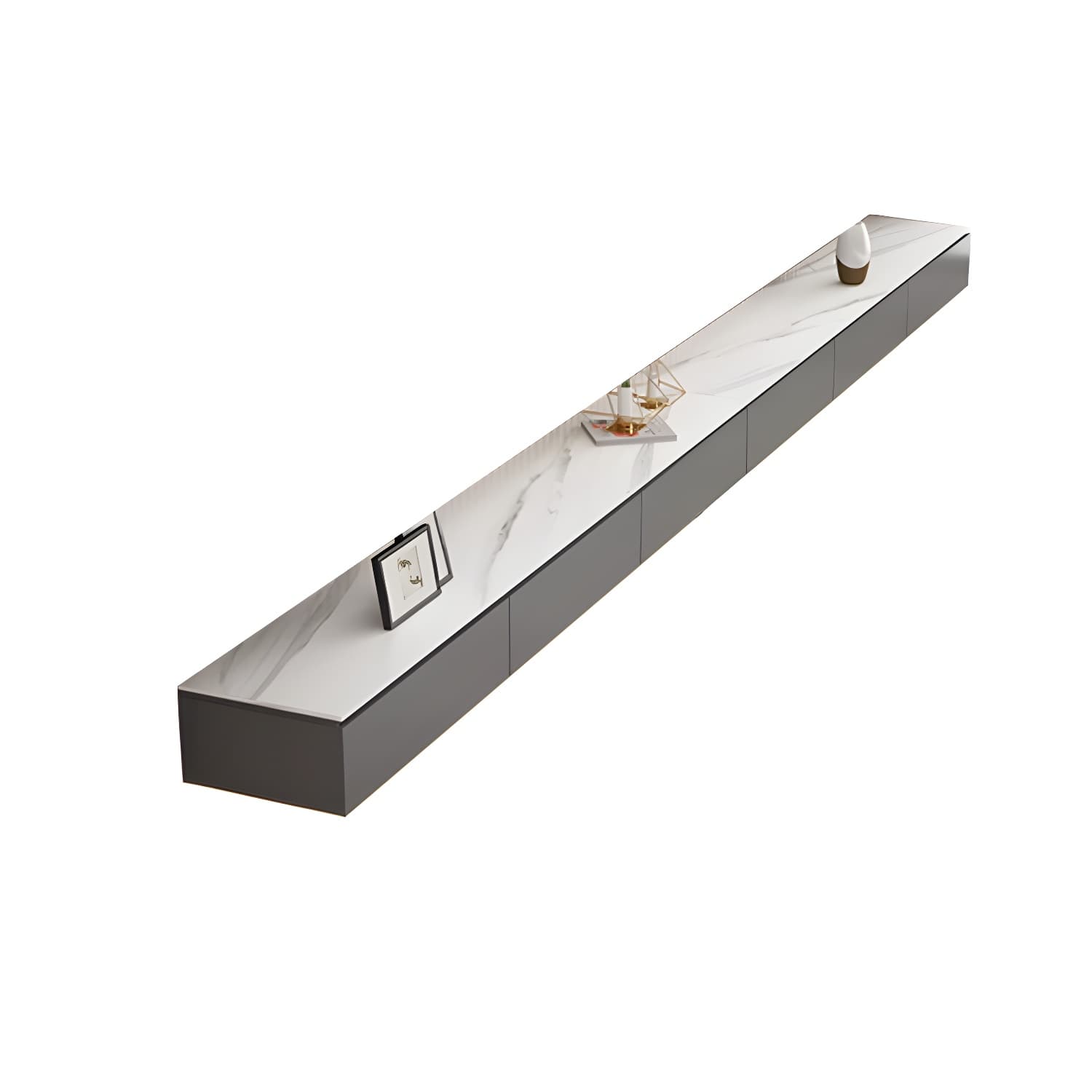 Stone TV Stand Console in Solid Wood with Storage Drawers Contemporary - image 7