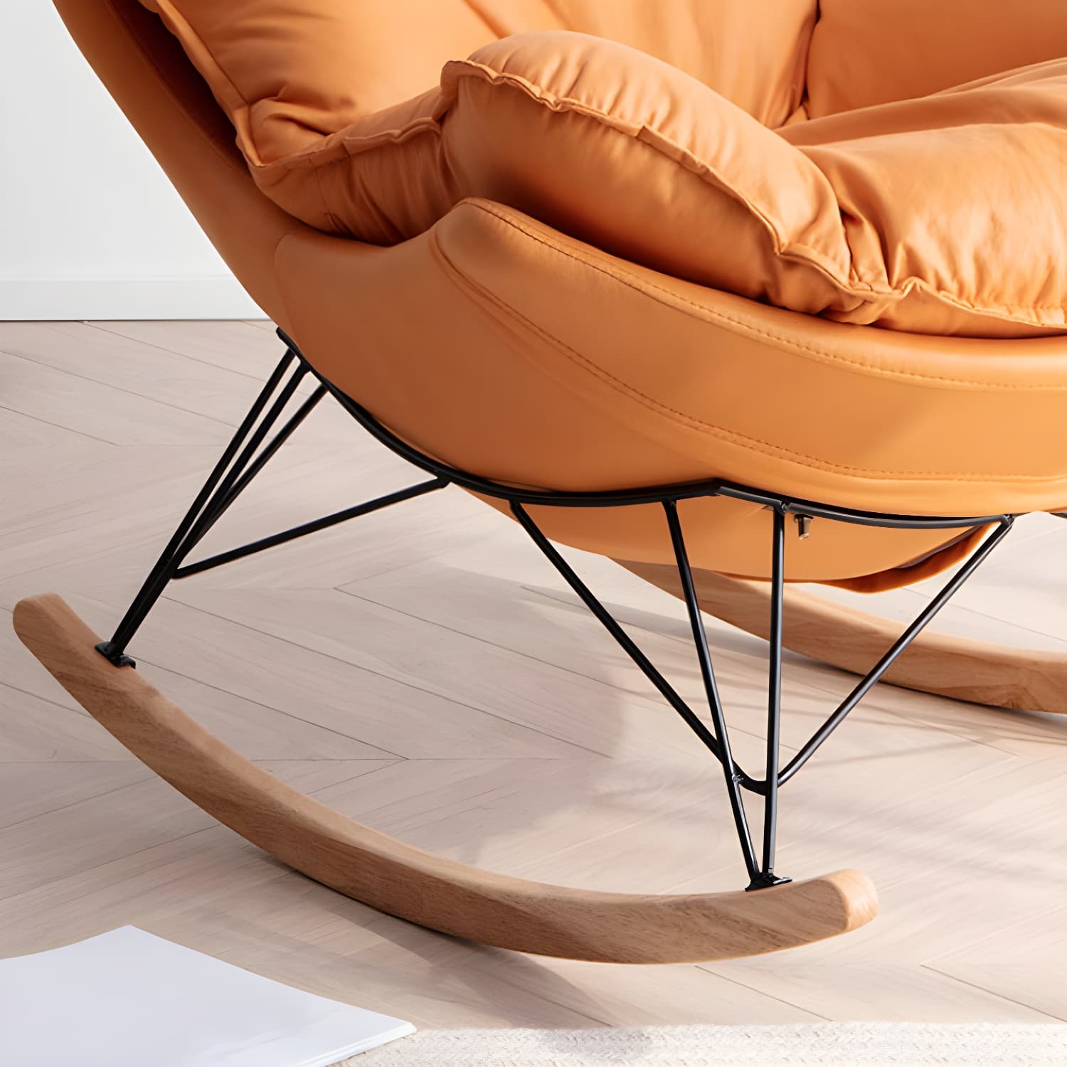 Modern Cushions Rocker Chair Metal Frame Spindle Rocker Chair with Ottoman - image 16
