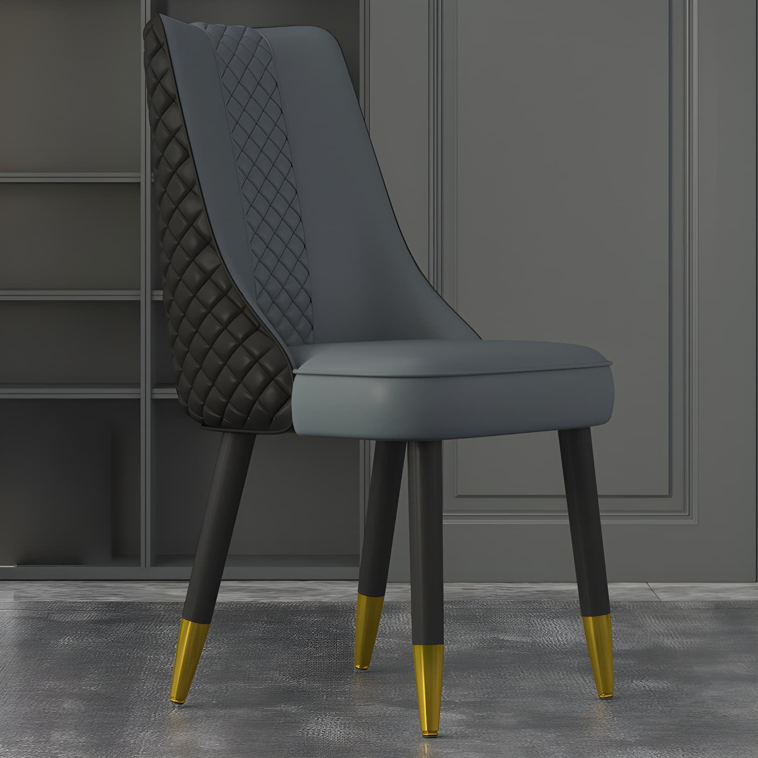 Industrial Style Dining Chairs Faux Leather Kitchen Chairs with Wood Legs