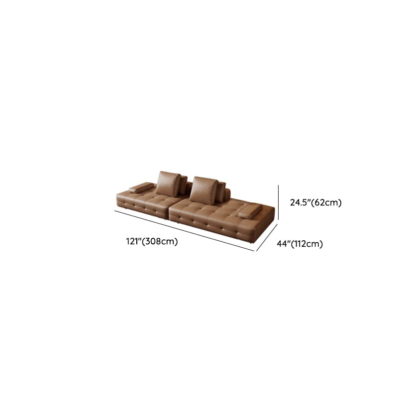 Tear Resistant Standard Sofa in Coffee Leather with 4 Pillows - image 7
