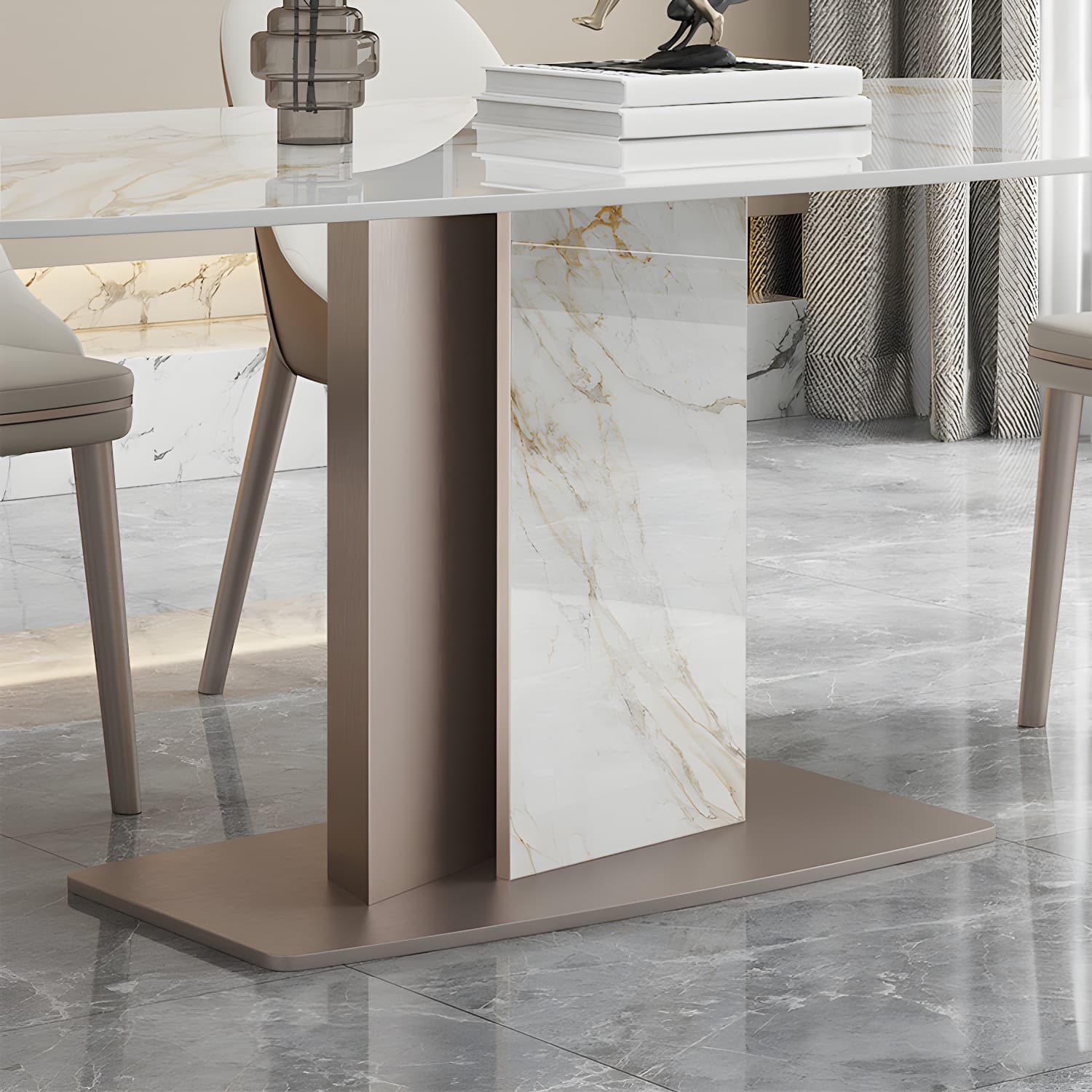 Luxury Sintered Stone Top Dining Set 1/2/5/6/7 Pieces Rectangle Dining Table with Chairs - image 8