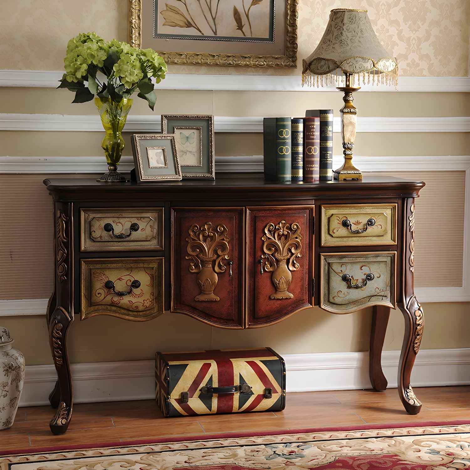 Solid Wood 35.4" Tall 2 - Door Accent Cabinet, Industrial Accent Cabinet with 4 Drawers - image 8