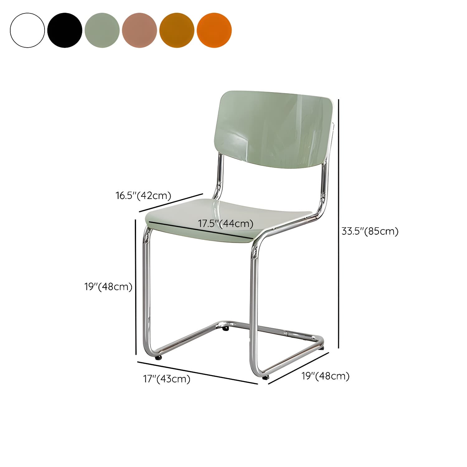 Modern Plastic & Acrylic Side Chair with Low Back and Open Back Style - Silver Leg Color - image 15
