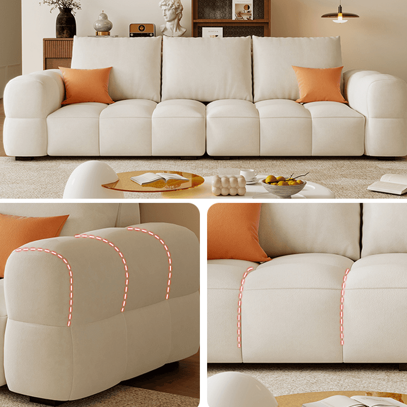 Contemporary Solid Color Tear Resistant Standard Sofa in Light Gray/Ivory/Coffee for 5/4 with 2 Pillows - image 13