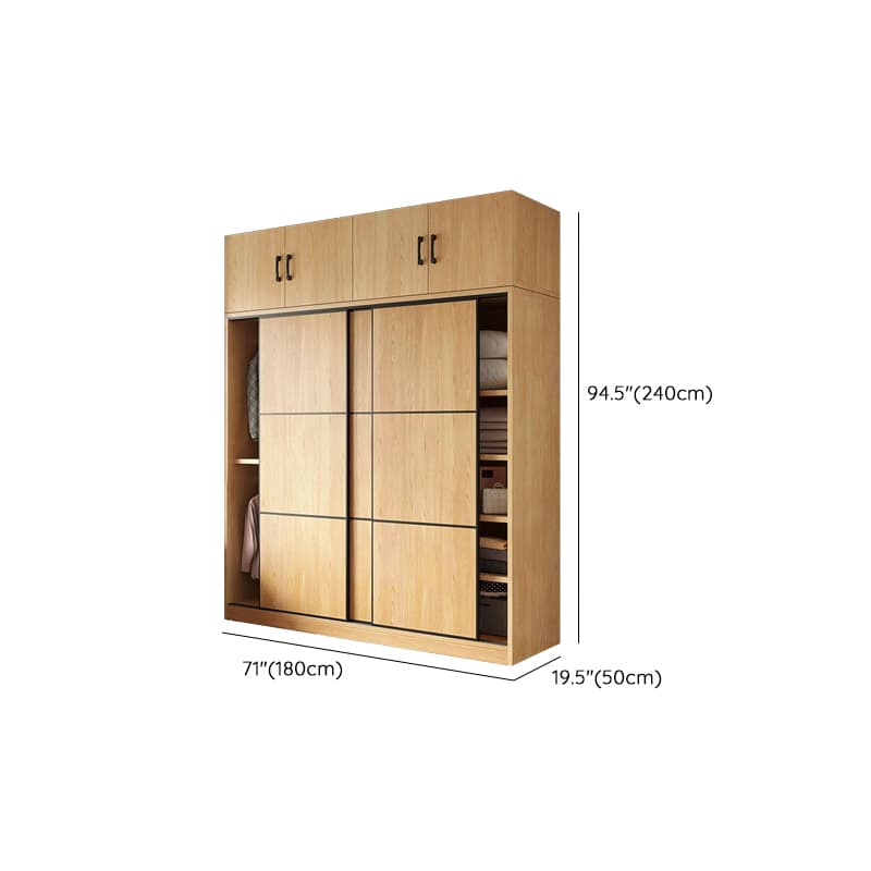 Natural Finish Modern Timber Self-supporting Wardrobe with Soft Close Drawer, Soft Close Door, and Clothing Rod - image 14