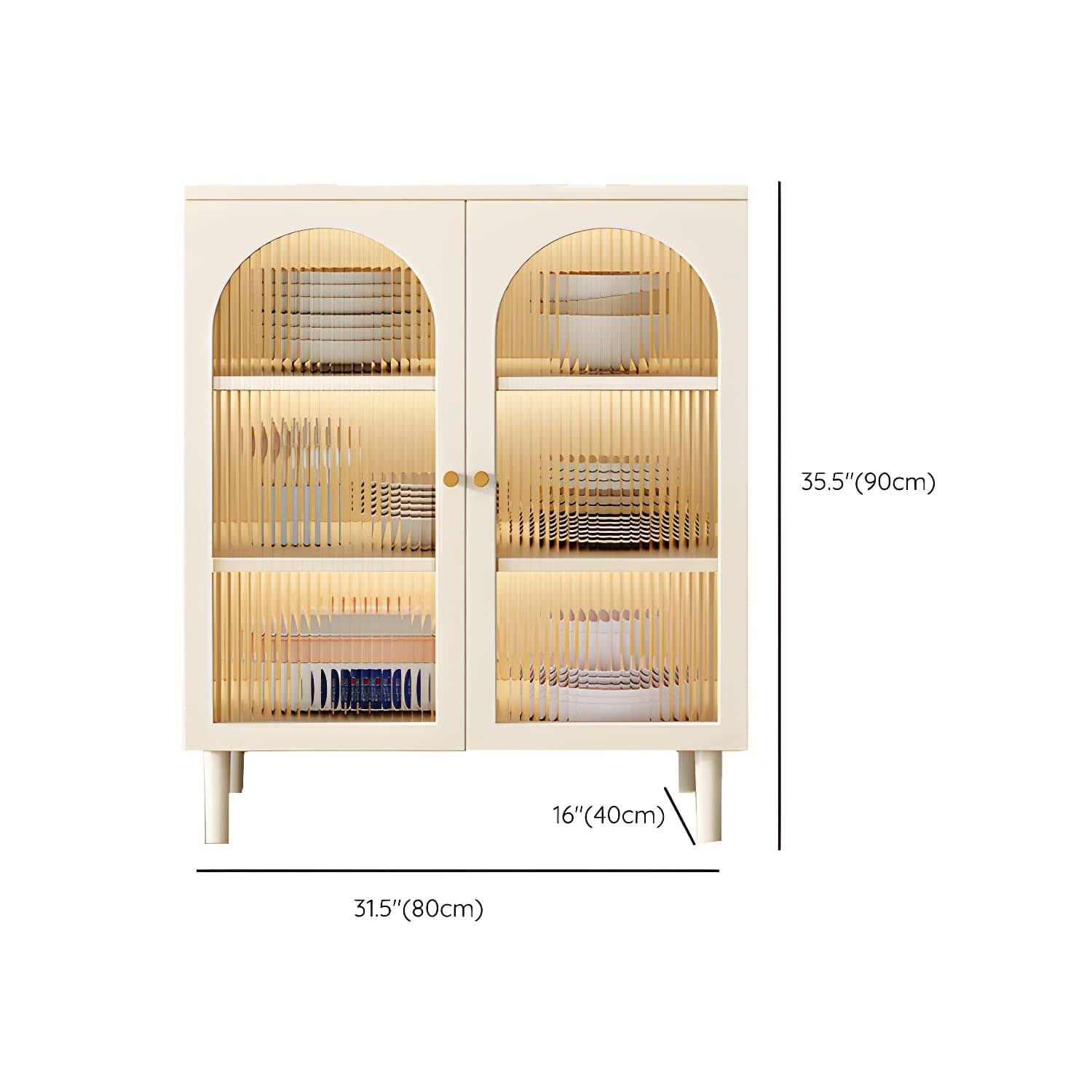 Modern White Engineered Wood Shelves Included Sideboard with Cabinets and Doors - image 9