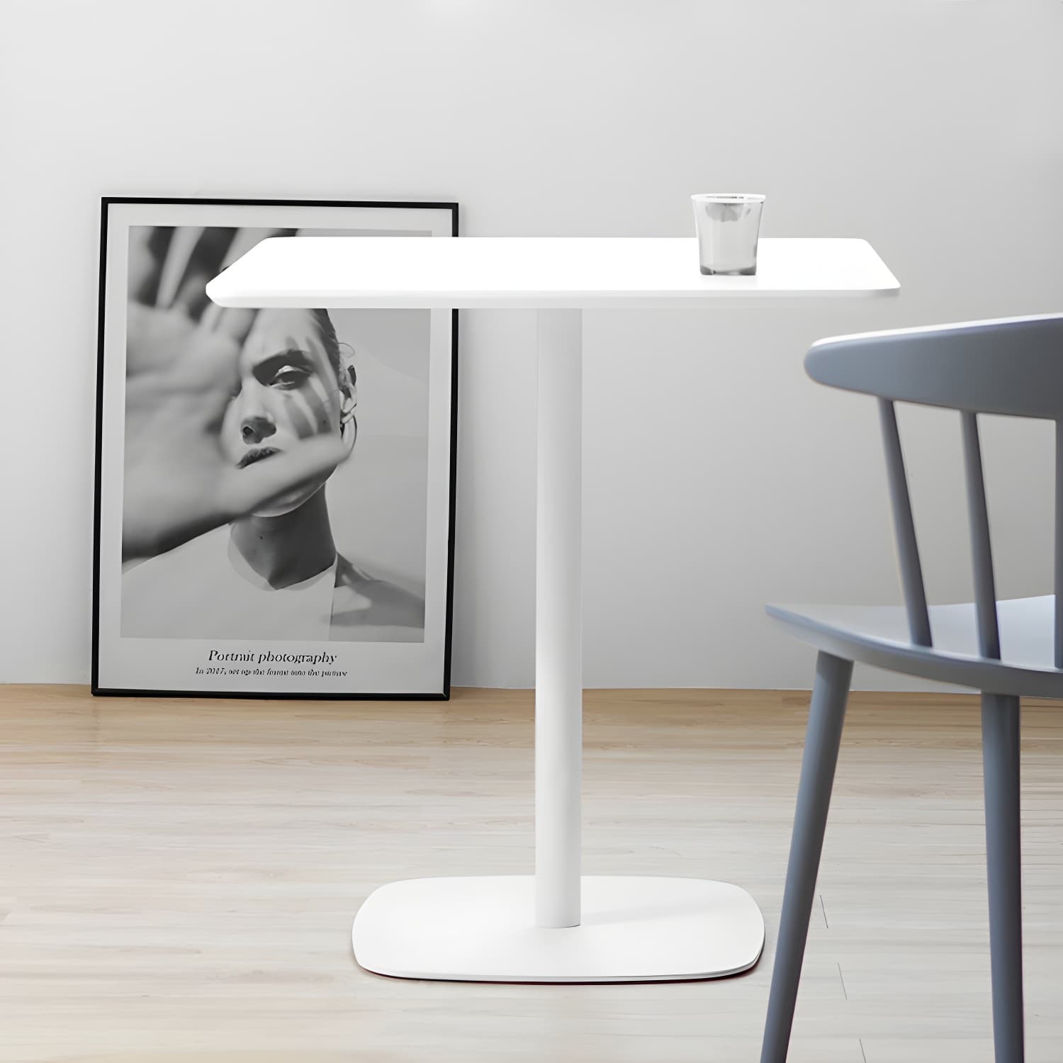 Metal Industrial Square Dining Table Solid Wood Top Table with Pedestal Base - image 15