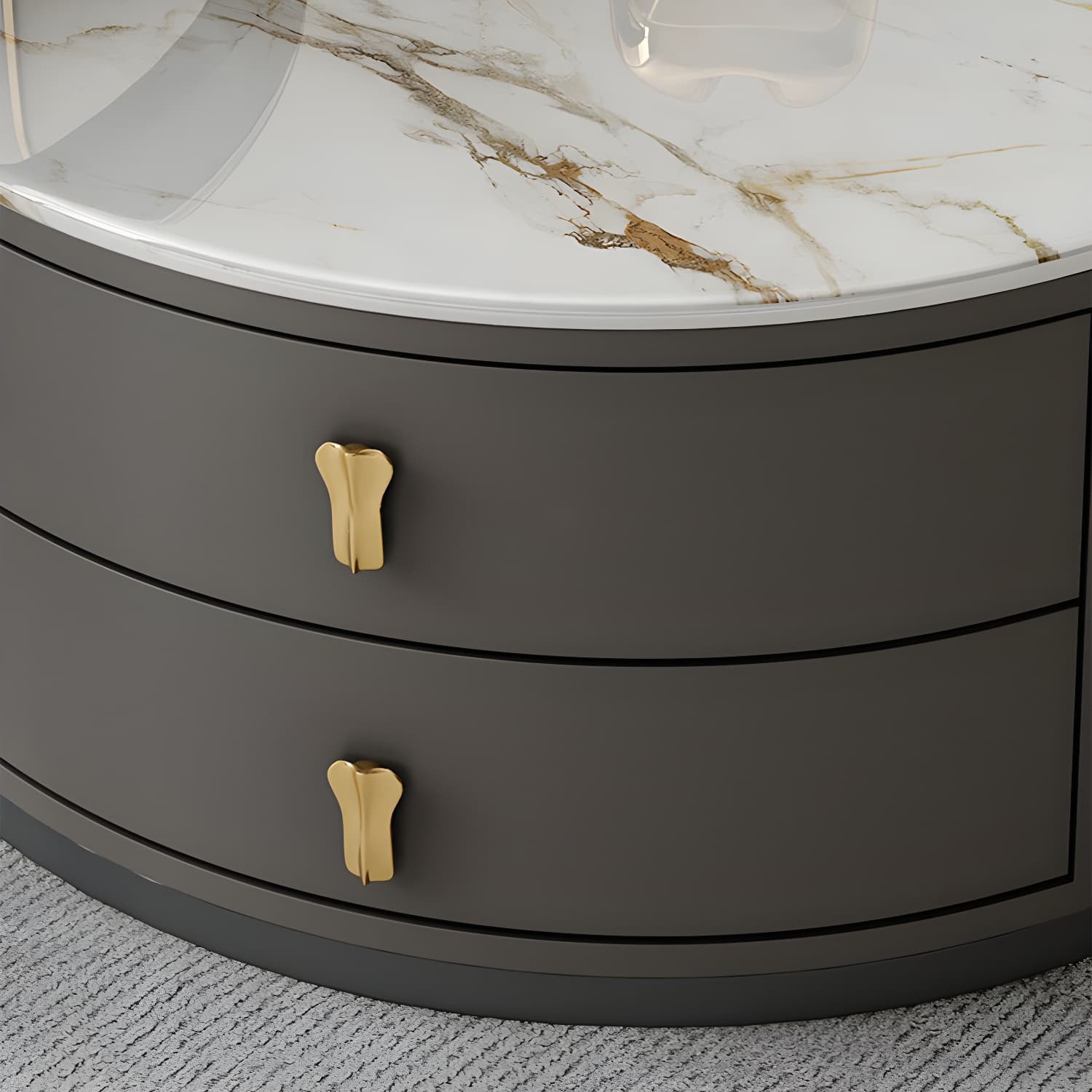 Modern Coffee Cocktail Table Round Nesting Coffee Table Set with Drawer - image 14