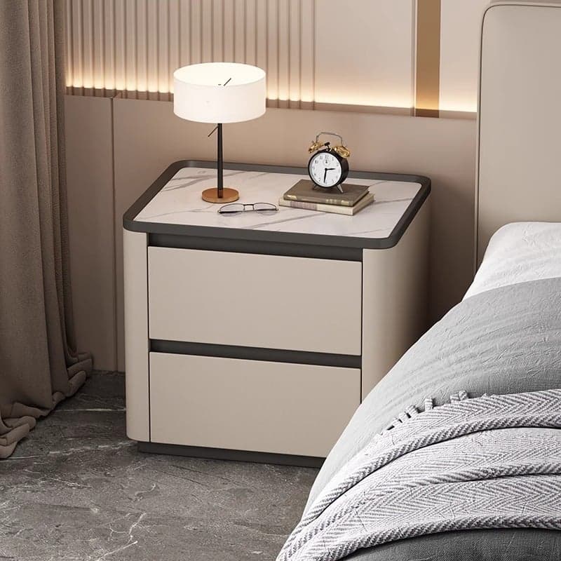 Stylish Bedside Cabinet Nightstand with 2 Drawers and Sintered Stone Countertop - image 6