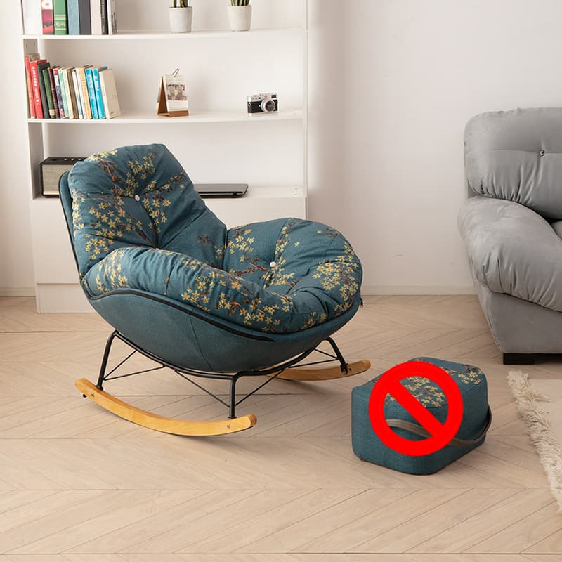 Natural Stationary Wingback Living Room Rocking Chair with Back