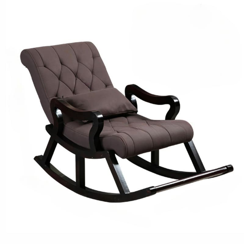 Traditional Wooden Rocking Chair with Tufted Upholstery and Track Arms - image 15