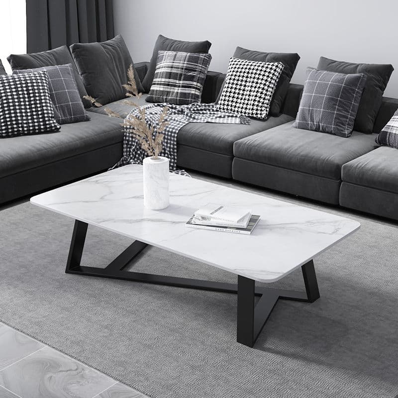 Funky Square Sintered Stone Coffee Table with X Base, Scratch-immune, and Single Set - image 6