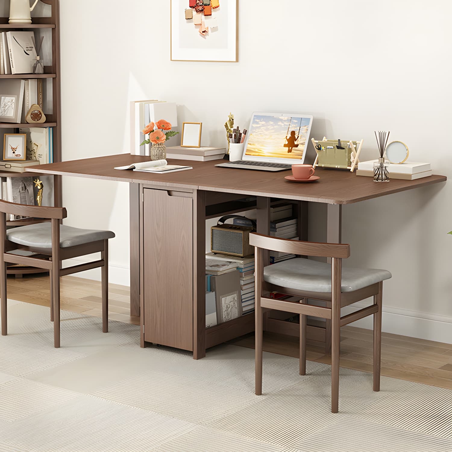 1/3/5/7 Pieces Modern Solid Wood Multi Purpose Folding Dining Set for Home - image 7