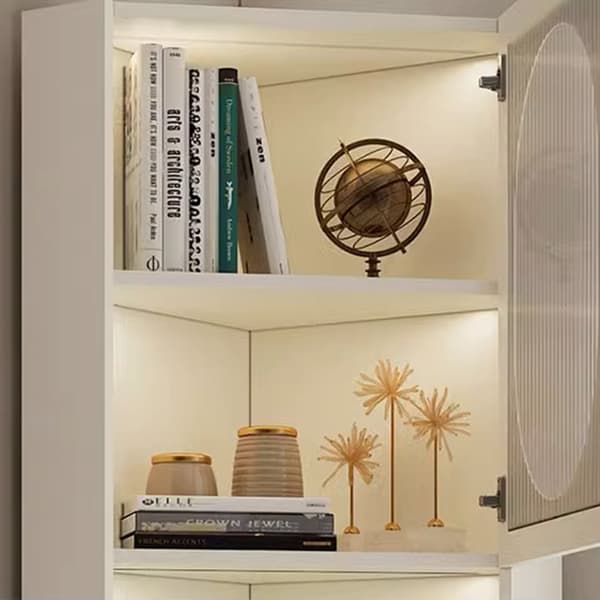 Modern Corner Accent Cabinet with Glass Doors and Exterior Shelving - image 8