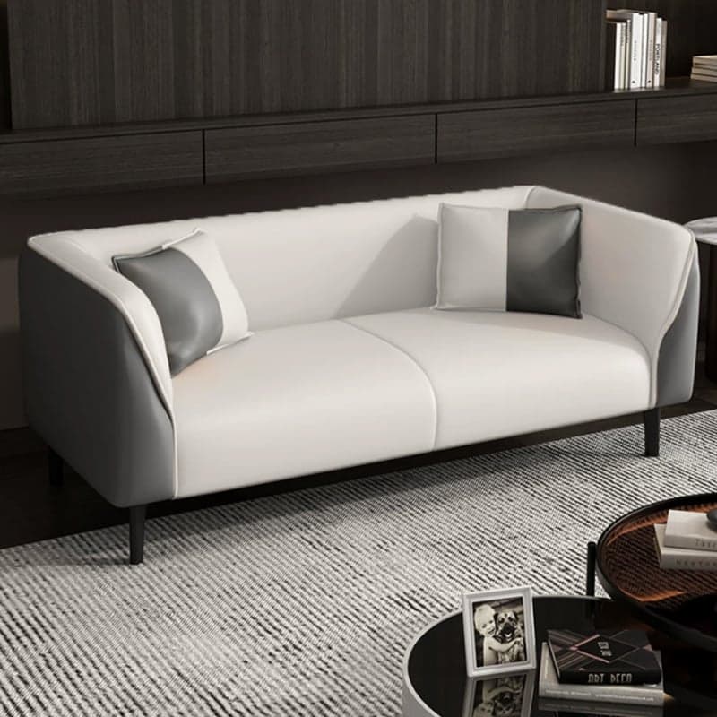 Contemporary Faux Leather Tuxedo Sofa with Water Resistant Design and Foam Seat Cushions