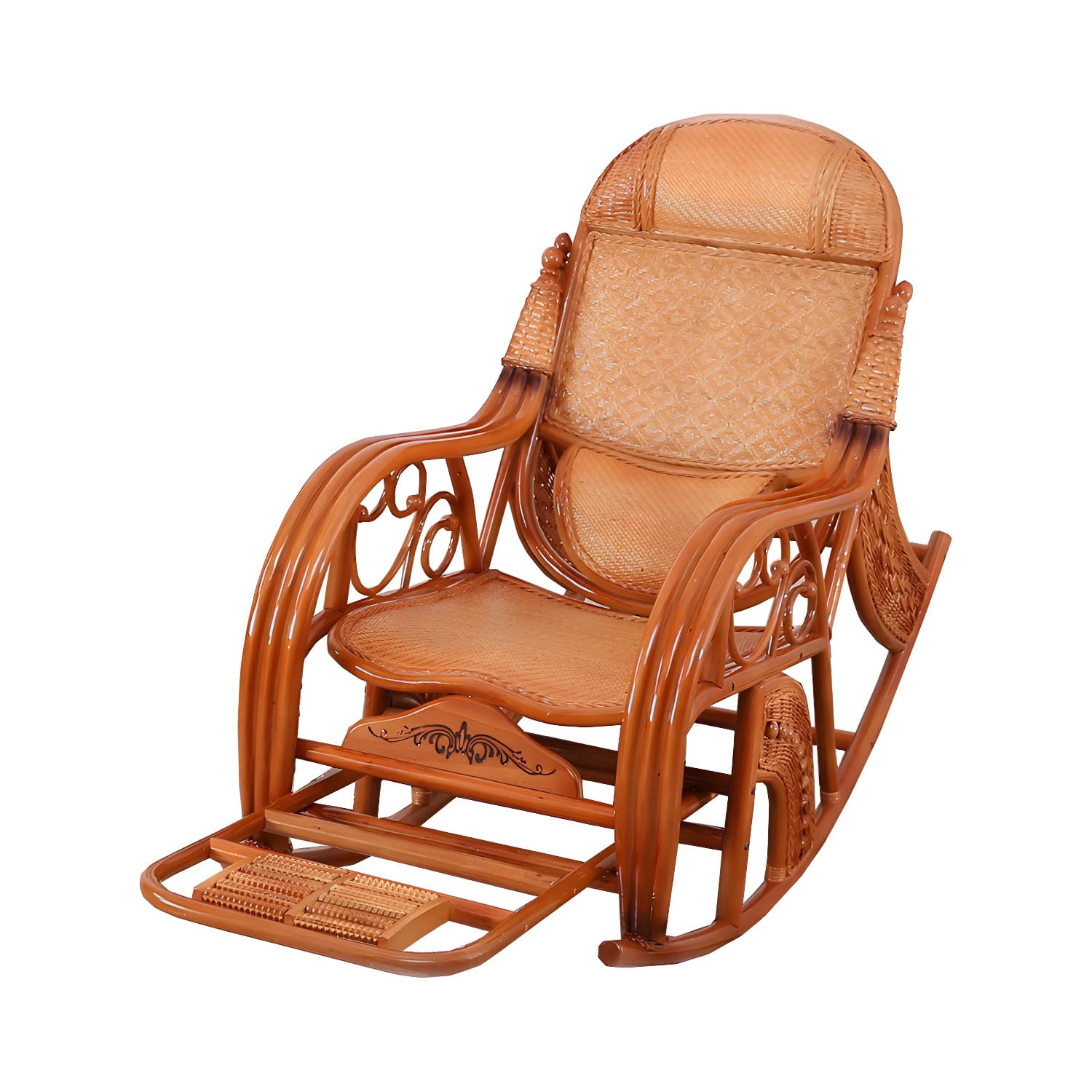 Espresso Rattan Rocking Chair Antique Reclining Rocker Chair 24.4" x 47.2" x 36.2" - image 12