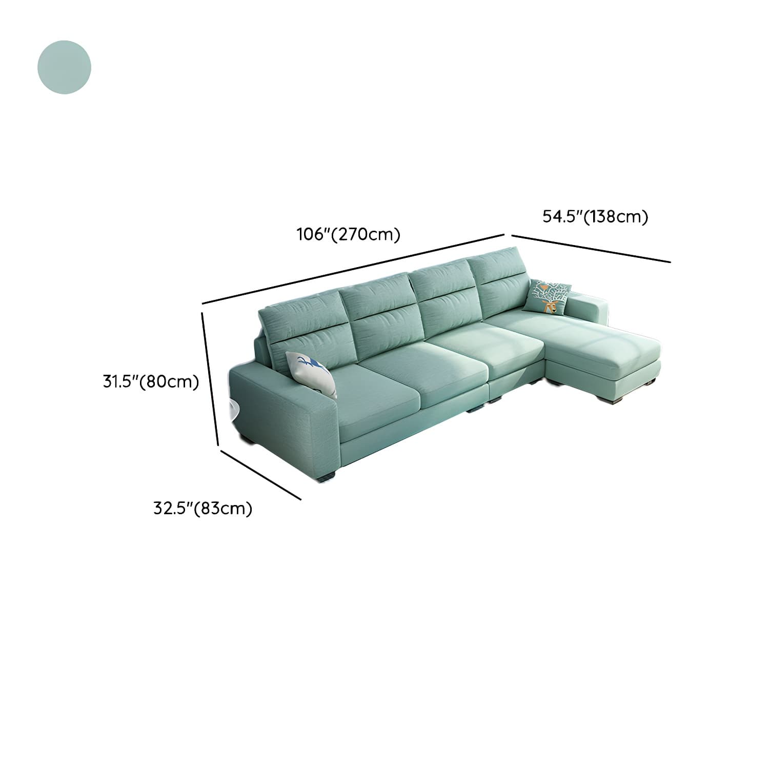 Scandinavian Wood Frame L-Shaped Modular Sofa Chaise in 2 Piece Set with Black Legs - image 17