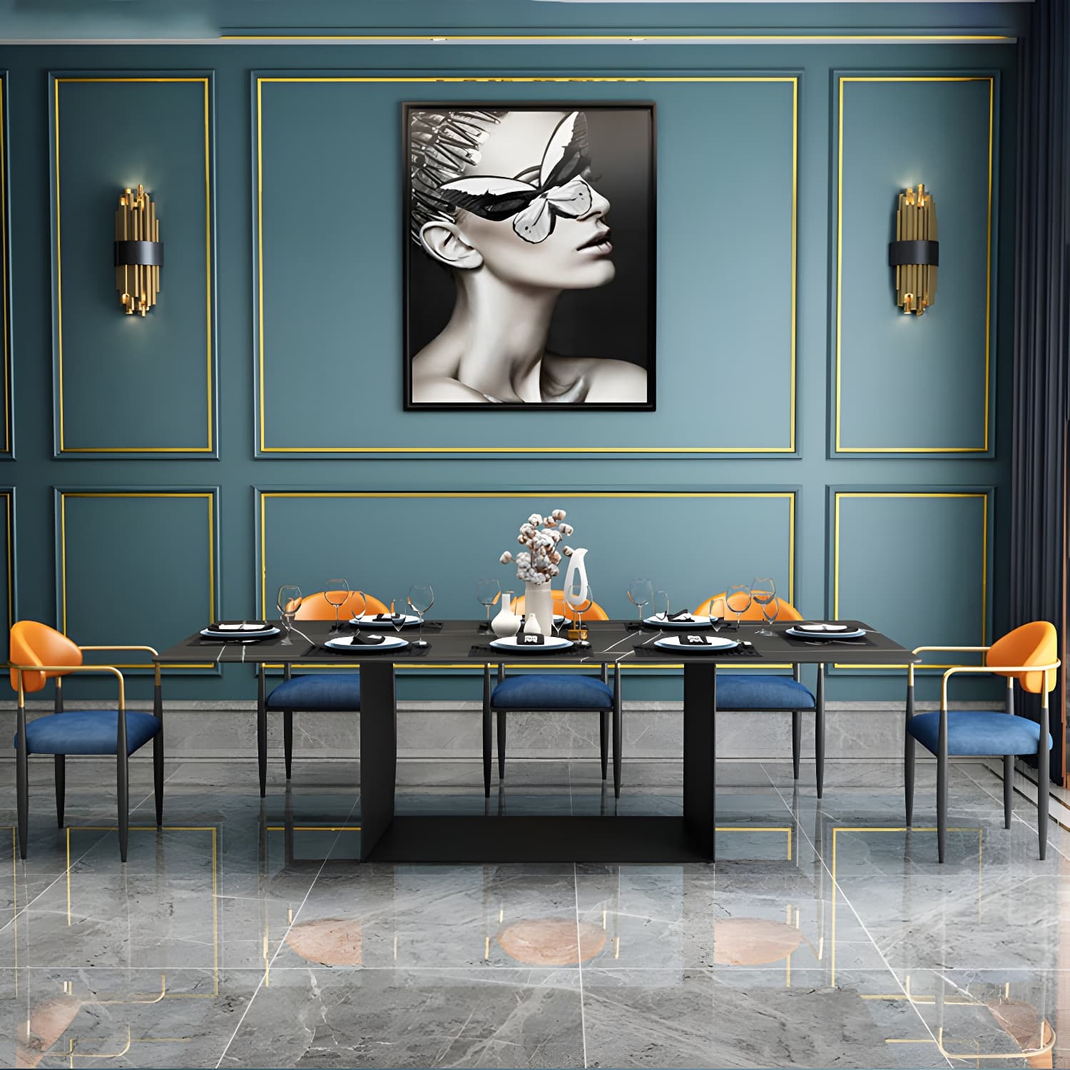 Modern Style Arm Chair Open Back Dining Chair with Metal Legs - image 19