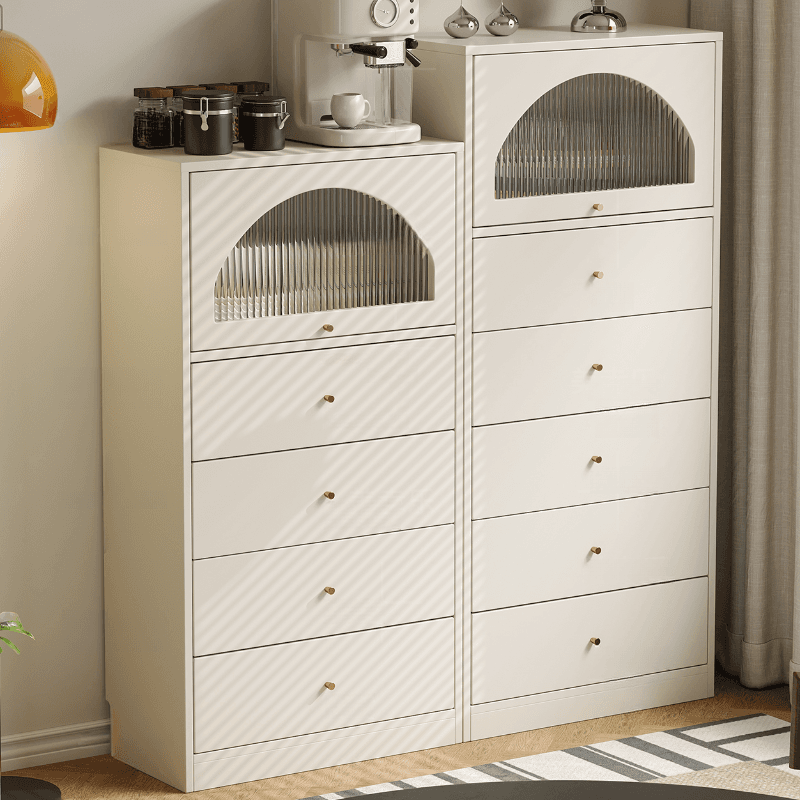 Chalk Casual Composite Wood Combo Dresser for Parlor with 6/3/5 Drawers and Hutch in Vertical Orientation
