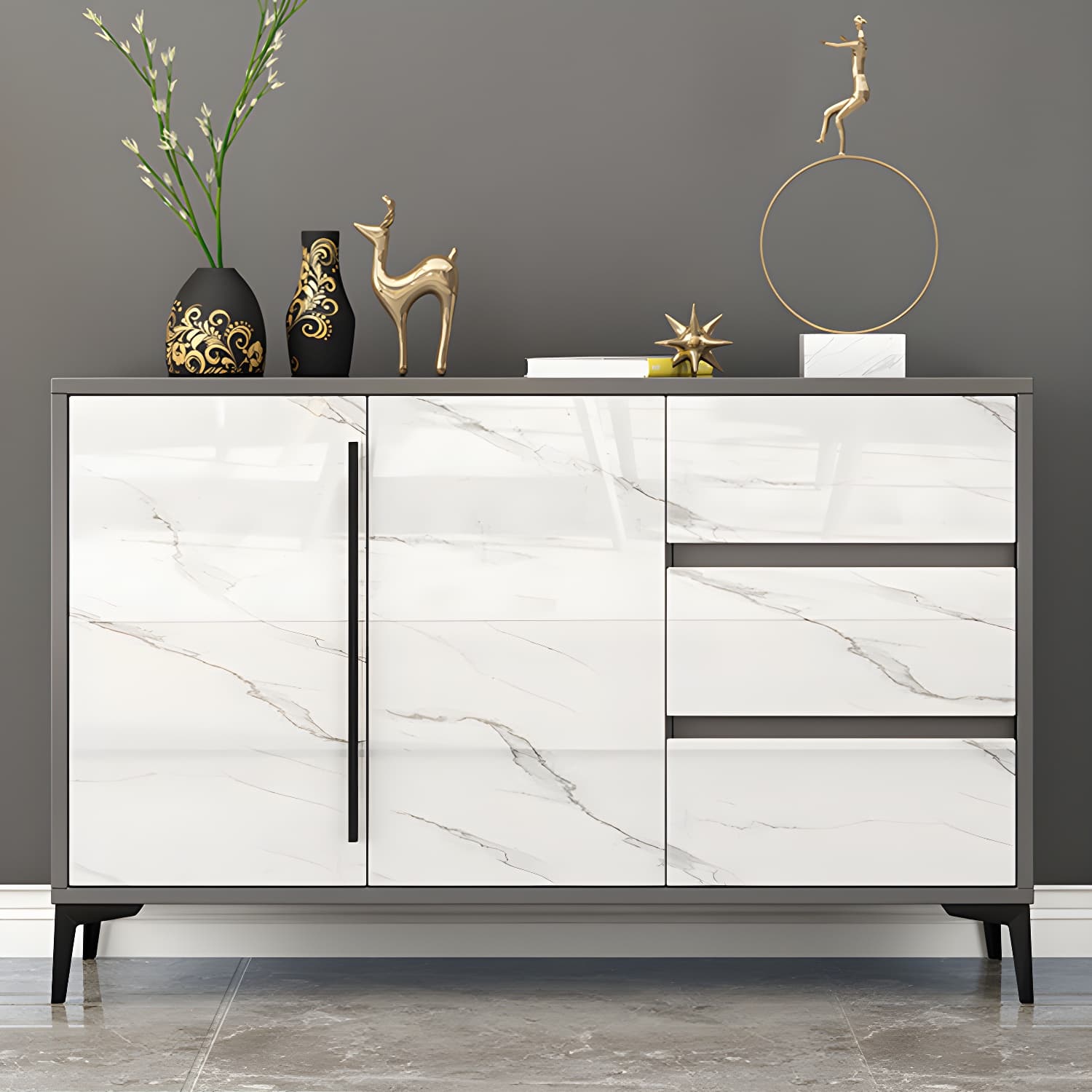 Engineered Wood Buffet Server with Drawers Modern Sideboard Table - image 12